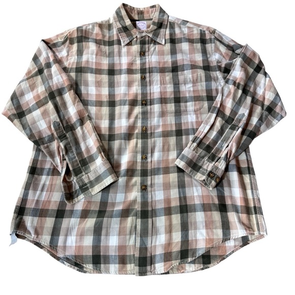 Brooks Brothers Plaid Dress Shirt Multicolor Men Size Large Original Fit EUC - Picture 1 of 4
